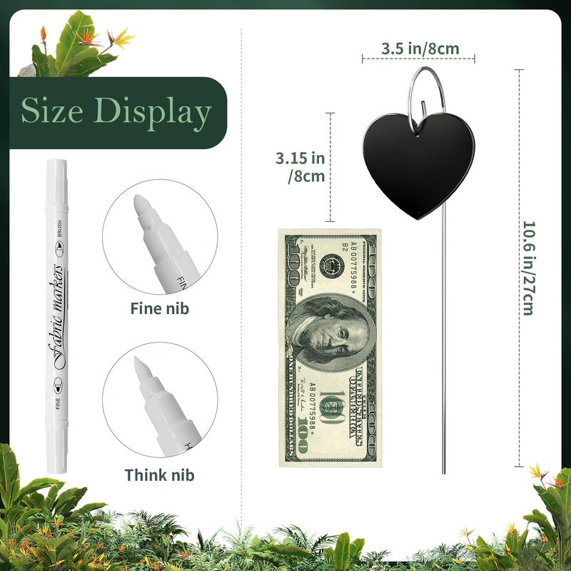 cureder 60-Pack Iron Metal Heart Shaped Garden Markers Weatherproof Metal Plant Labels Large Planting Seedling Stake Signs, for Seedlings Herbs Vegetable Greenhouse Gifts with White Marker Pen Labels - Image 2